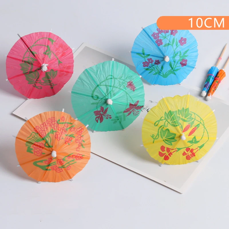 DD1614  50pcs Hawaiian Tropical Beach Sticks Little Paper Umbrellas Toothpicks Decorations Mini Drink Umbrellas Cocktail Picks