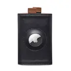 For Fashion Luxury Black Leather Wallet Smart Keyring For Apple Airtag Wallet