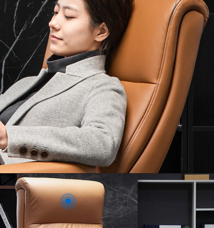 HRZ- Big and Tall Executive Office Chair with Wood Accents Adjustable High Back Ergonomic Lumbar Support, Bonded Leather