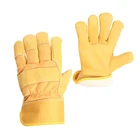 Leather Winter Work Gloves Hot Quality Cow Grain Leather Winter Work Safety Gloves With Rubberized Cuff