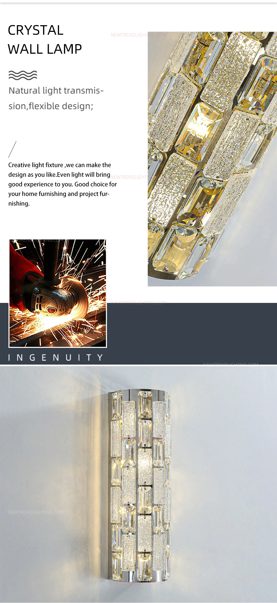 cpl 521 bespoke crystal wall sconce luxury led accent lighting for hotel corridor guest room-1