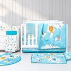 Cotton Bedding Set 3Pcs Cartoon Animal Lion Elephant Design Baby Quilt 100% Cotton Crib Bedding Set