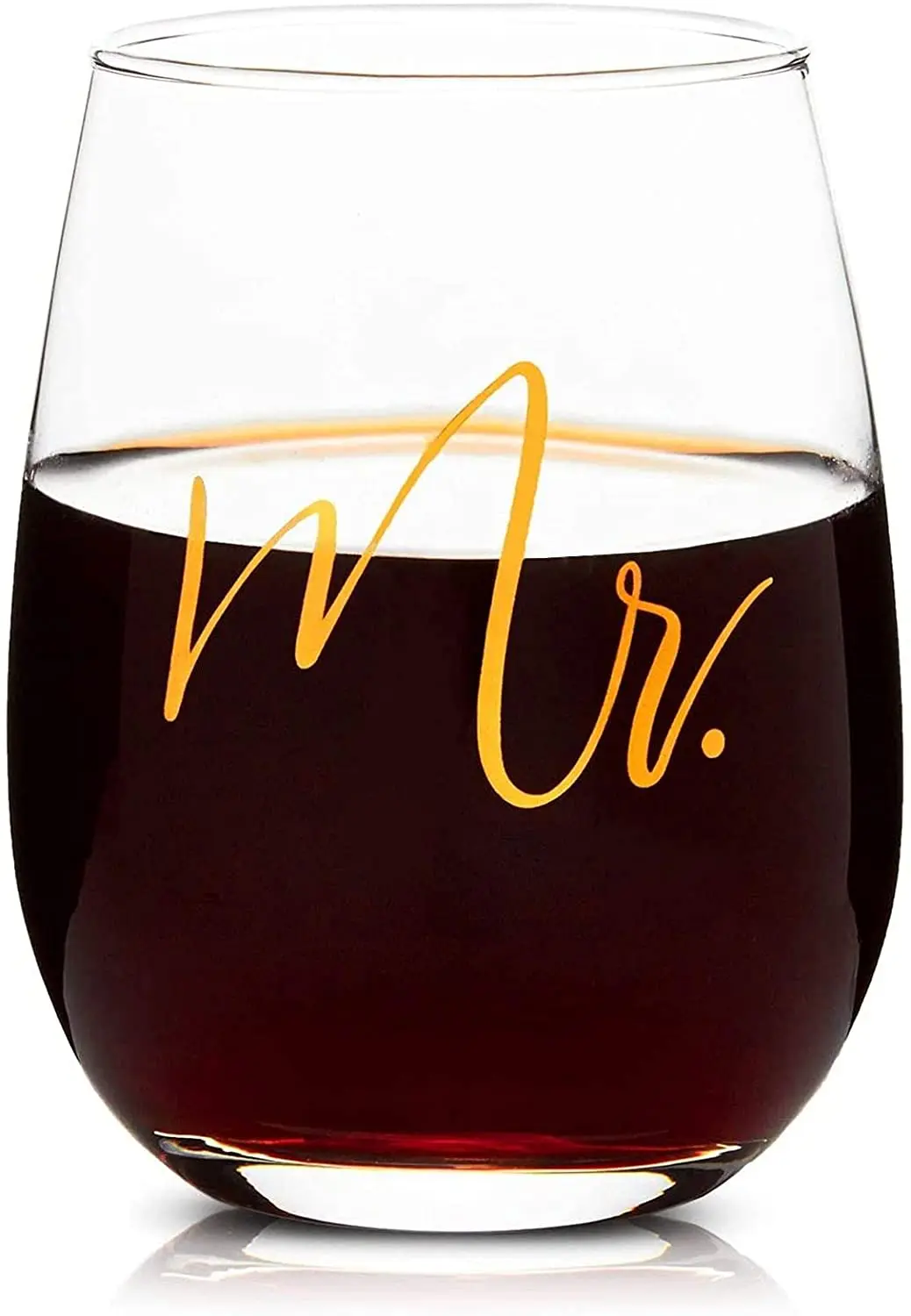 Customization Mr. and Mrs. Stemless Wine Glasses Approximate 16-Ounce Capacity