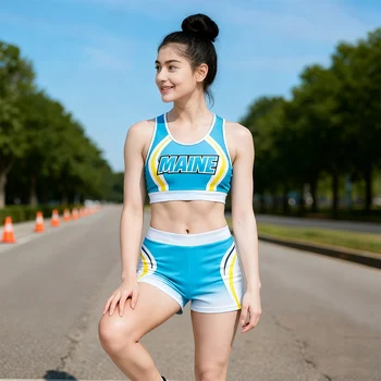 OEM Custom Cheerleading Uniform Set for School Girls Comfortable Crop Top and Shorts Activewear for Cheer Team Practice and Camp