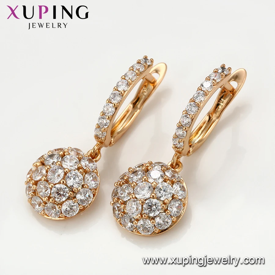 41180xuping fashion jewelry gold plated round Synthetic CZ drop earrings for women
