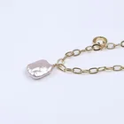 Natural Necklace 15.5x20mm Natural Freshwater Cultured Real Square Pearl Alloy Necklace