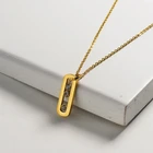 Oval BAOYAN Wholesale Gold Plated Oval Geometric Charm Necklaces With Zirconia Simple Jewelry