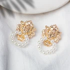 Earrings Earrings 2021 Amazon Hot Sale Gold Lion Head Statement Earrings Women Trendy Peal Earrings