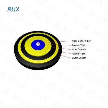 Core Tight Buffer Fiber Double Jacket Drop Cable Fiber Optic Cable