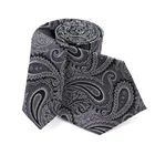 Gray Tie Dark Gray Men High Quality Self Tipping Custom Company Owl Logo Woven Jacquard Paisley Silk Tie