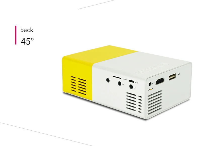 Wholesale Prices Outlet Hot Network Yellow / Black YG 300 LED Portable 500LM 3.5mm 320x240 Mini Projector Home Media Play