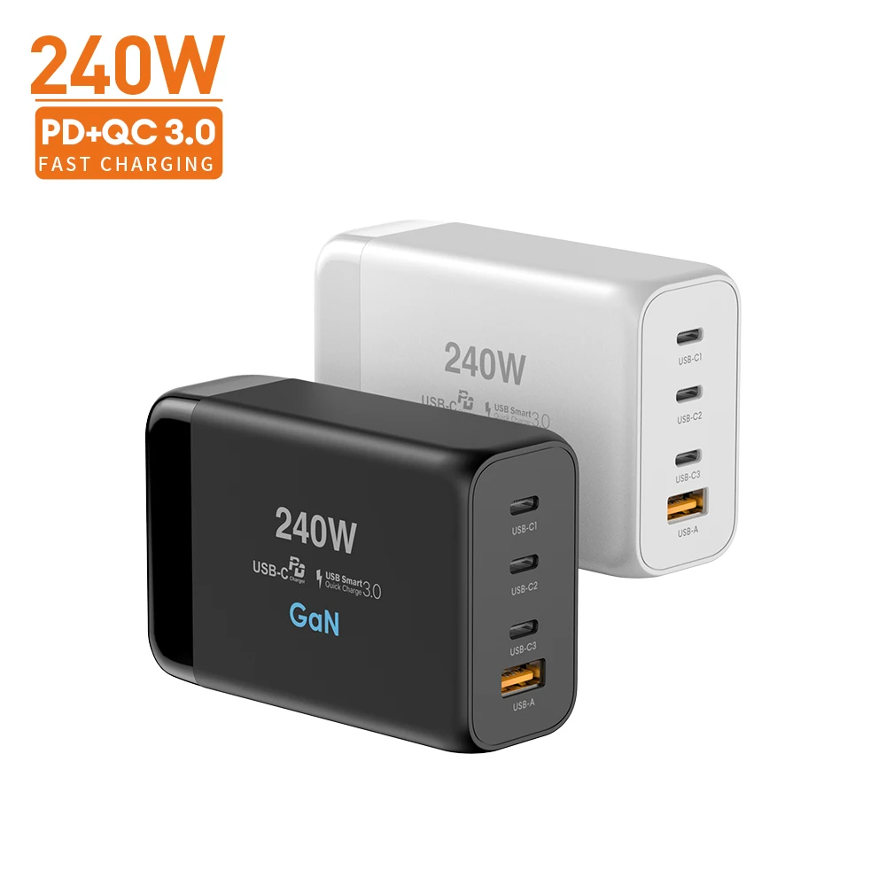 Factory Gan 240w Power Travel Adapter Eu Us Plug 4 Ports Type C Pd3 1