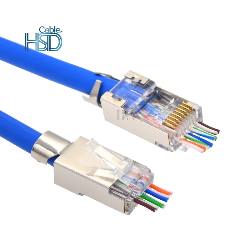 FTP CNCOB RJ45 Connectors Shielded 8P8C Two Piece Gold plated Network Plug For Cat6A Ethernet Cable 30PCS