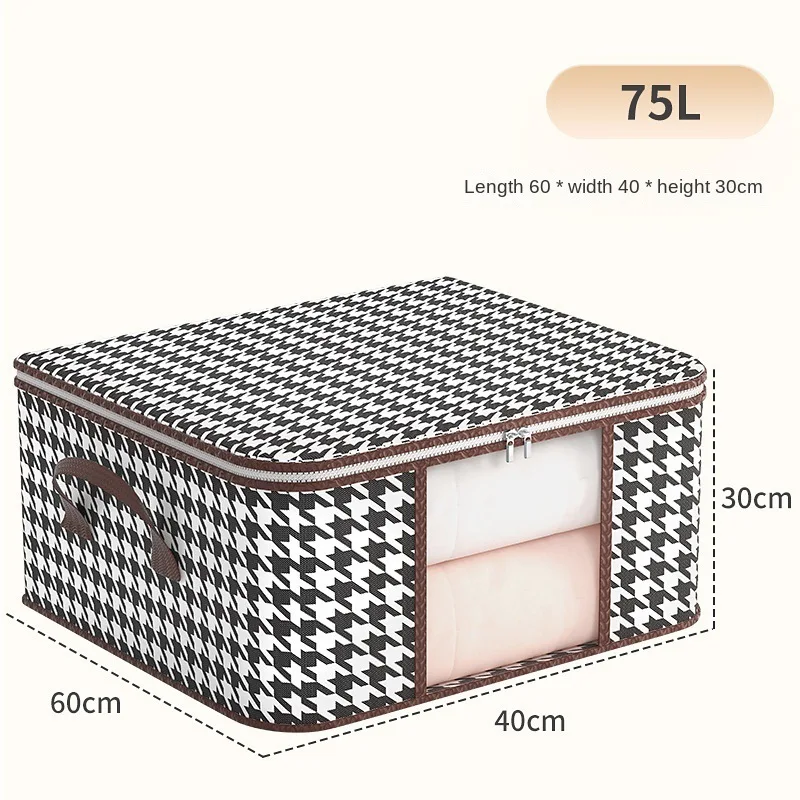 Large capacity storage bag clothing storage box, thousand bird grid, dustproof and moisture-proof cotton quil