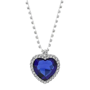 Ocean Collection Fashion Jewelry Ocean Blue Rhinestone Titanic Heart of the Ocean Big Love Crystal Heart Necklace
