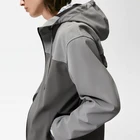 Custom Colour Block Hoodie Jacket Full Zip Front Loose Fit With Pockets