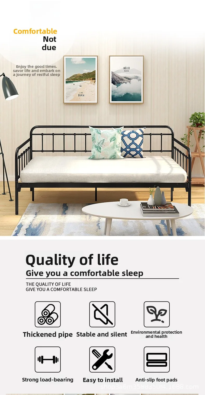 product european style childrens spliced bed modern iron art sofa guardrail dual use iron frame bed directly manufactured by producer-9
