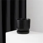 Black Pot Wholesale Cheap Black Matte Glazed Ceramic Succulent Bonsai Pot For Garden Planting