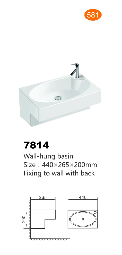 Bathroom Round Style Ceramic Wall Hung Basin Fix To Wall With Back Bathroom Sink
