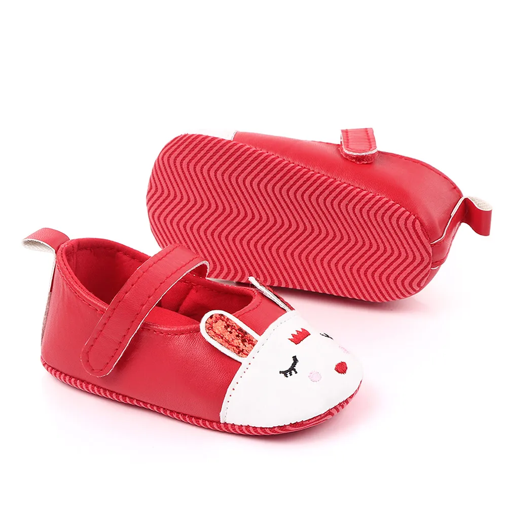 Cartoon Rabbit PU Leather Shallow Mouth Baby Girls Princess Shoes Soft Soled Toddler Shoes supplier
