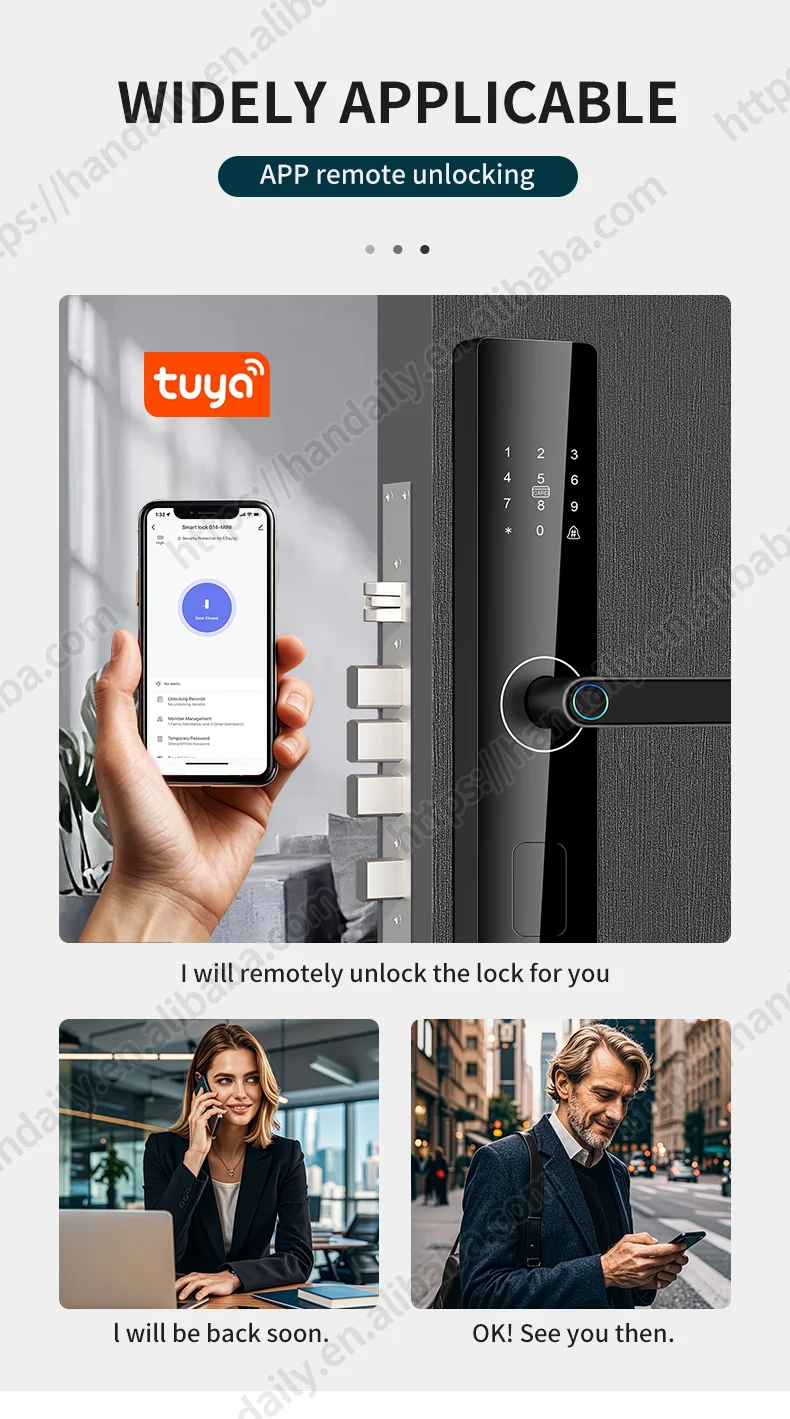 factory price handle tuya wifi fingerprint digital password rfid lock app smart door lock for wooden door apartment home room z4-5