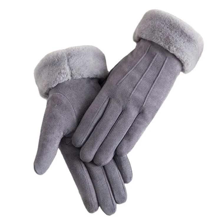 ladies grey suede gloves