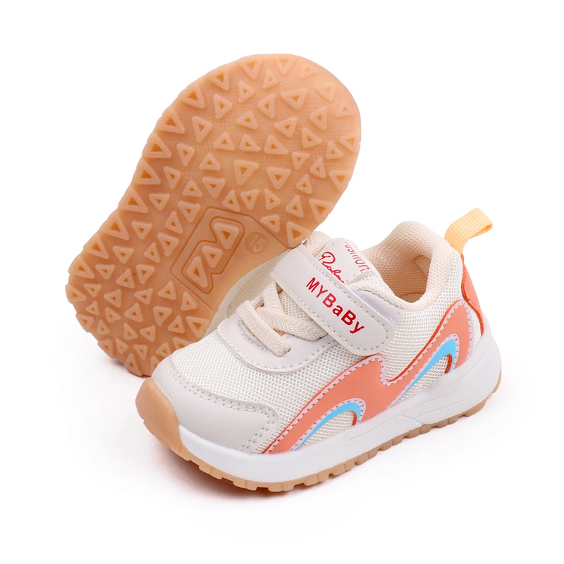 Wavy Stripes Casual Sports Style Small White Shoes for Girls and Boys Soft Soled Non-slip Functional Shoes manufacture