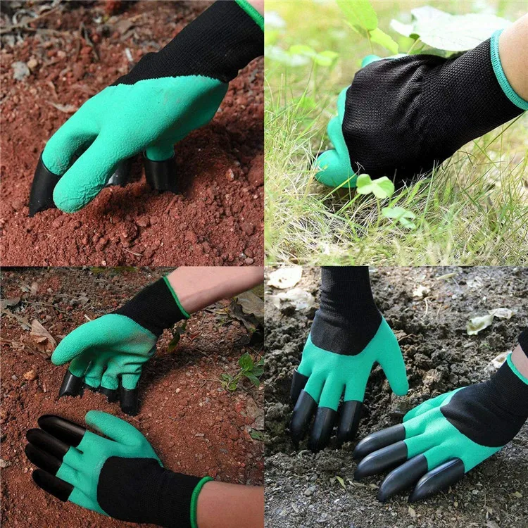 Waterproof Rubber Working Gloves with Fingertips Claws Breathable Garden Gloves for Digging and Planting