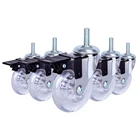 1.5inch Office Chair Castor Swivel Threaded Brake Transparents Casters Stainless Steel With Brake Lock