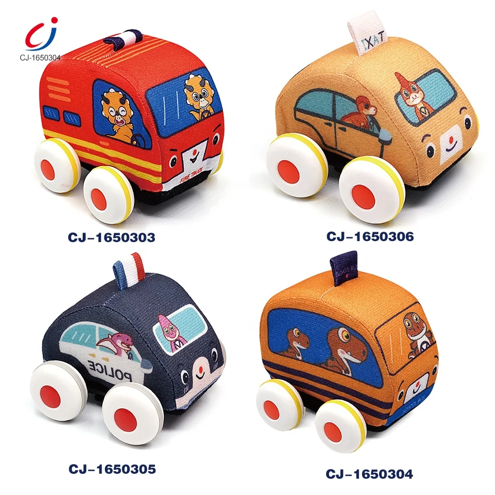 Christmas Gift Toys Cloth Baby Small Car Toy Pull Back Plush Vehicle Game Play Sets For Kids