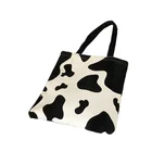 Shopper Shopping Women Cow Pattern Canvas Sweet Girl Popular Simple Chic Shopper Female Chic Ins Handbag