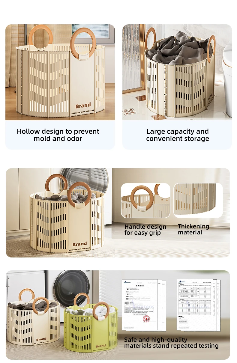 Wannuo 60L Capacity Portable Laundry Basket Not Easy to Mold Plastic Laundry Basket Breathable Laundry Basket details