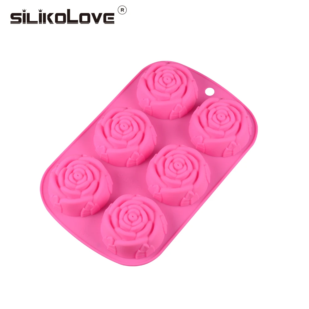 6 rose flower shape mold 100% food grade baking mould DIY cake silicone molds