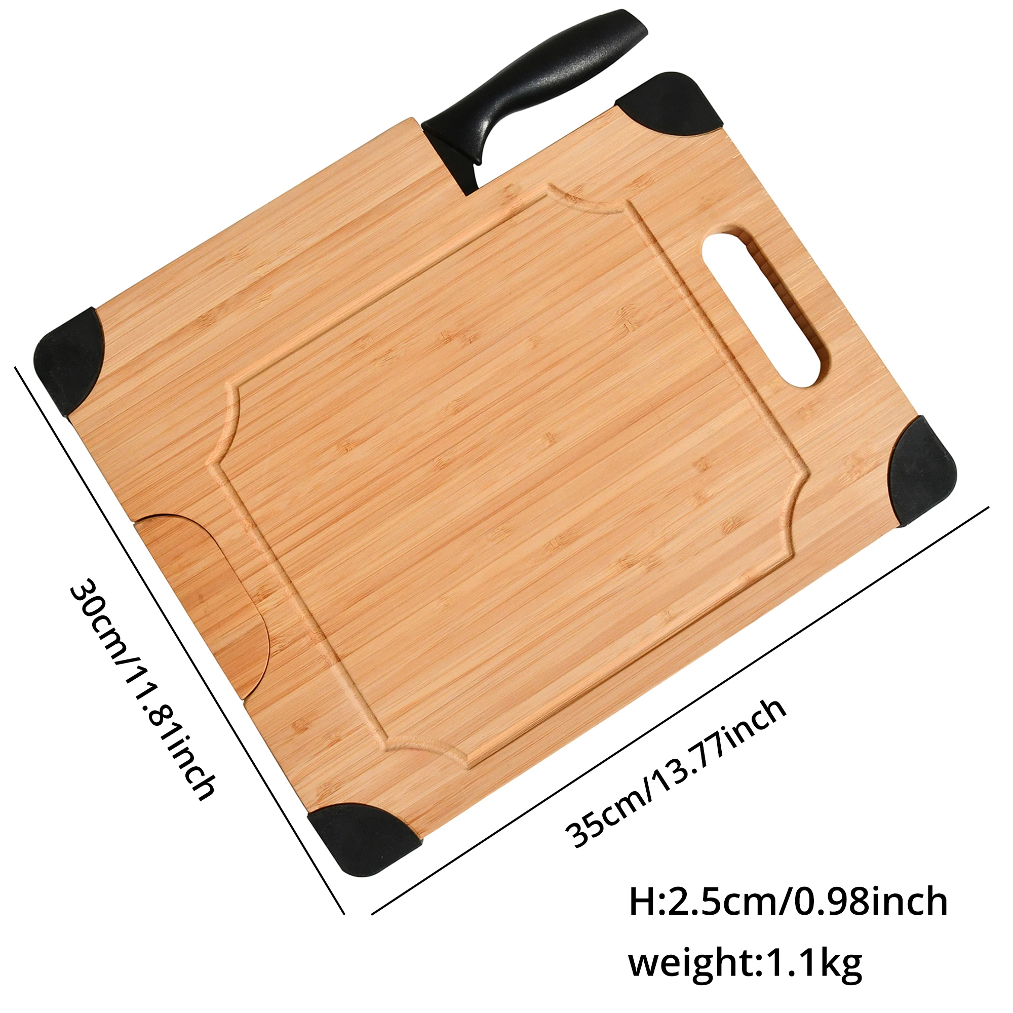 Bamboo Cutting Board For Kitchen With Juice Groove Upright Stand Rotatable Base Durable Handle