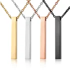 Custom Stainless Steel Custom Engraved Personalized Name Logo Stainless Steel Vertical 3D Blank Bar Necklace
