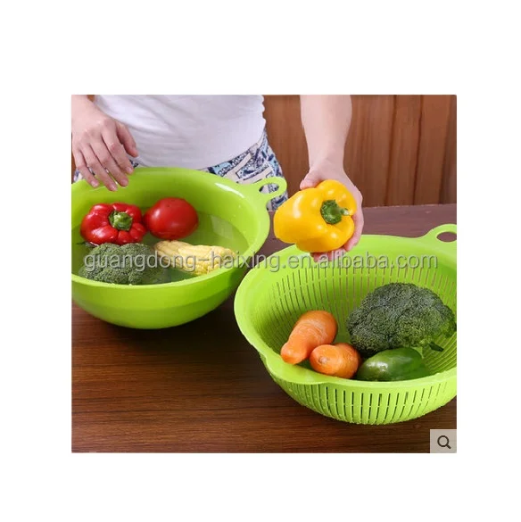 Haixing PP food grade kitchen basket type and plastic colander vegetable basket strainer colanders