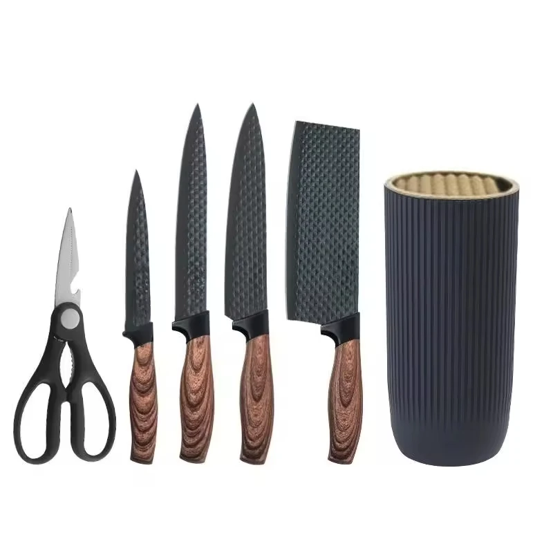 6-Pieces Khaki Sharp Non-stick Non-slip Stainless Steel  Kitchen Knife Set Customization Stainless Steel Kitchen knife set