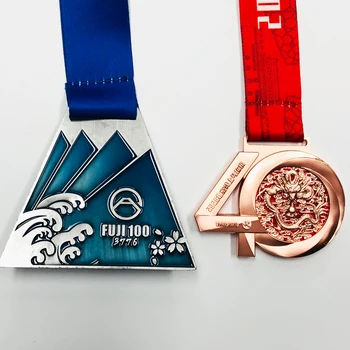 Excellent quality custom metallic running medal for marathon sport event soft enamel medallions manufacturer for custom medals
