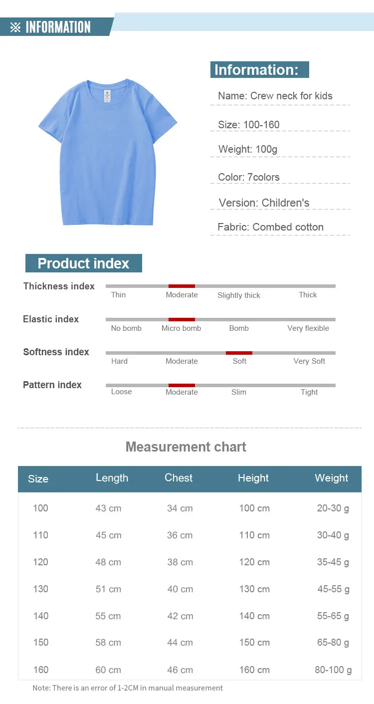 100% combed cotton kids tee tshirts screen printed plain blank white baby boys girls t-shirts with logo