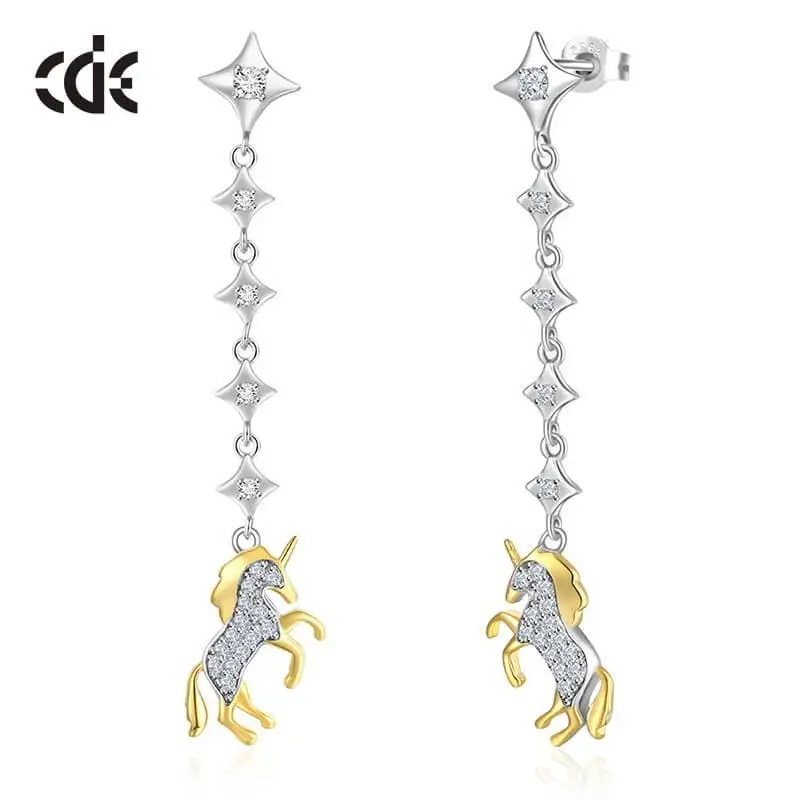 CDE N1911 Fashion Jewelry Copper Alloy Zircon Moonstar Women Unicorn Charm Bangle Bracelet Wholesale Kids Children  Hoop Earring