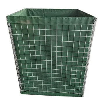 Hot Sale Heavy Defensive Gabion Basket with Green and Beige Bags Enclose Galvanized Welded Bastion Sand Wall