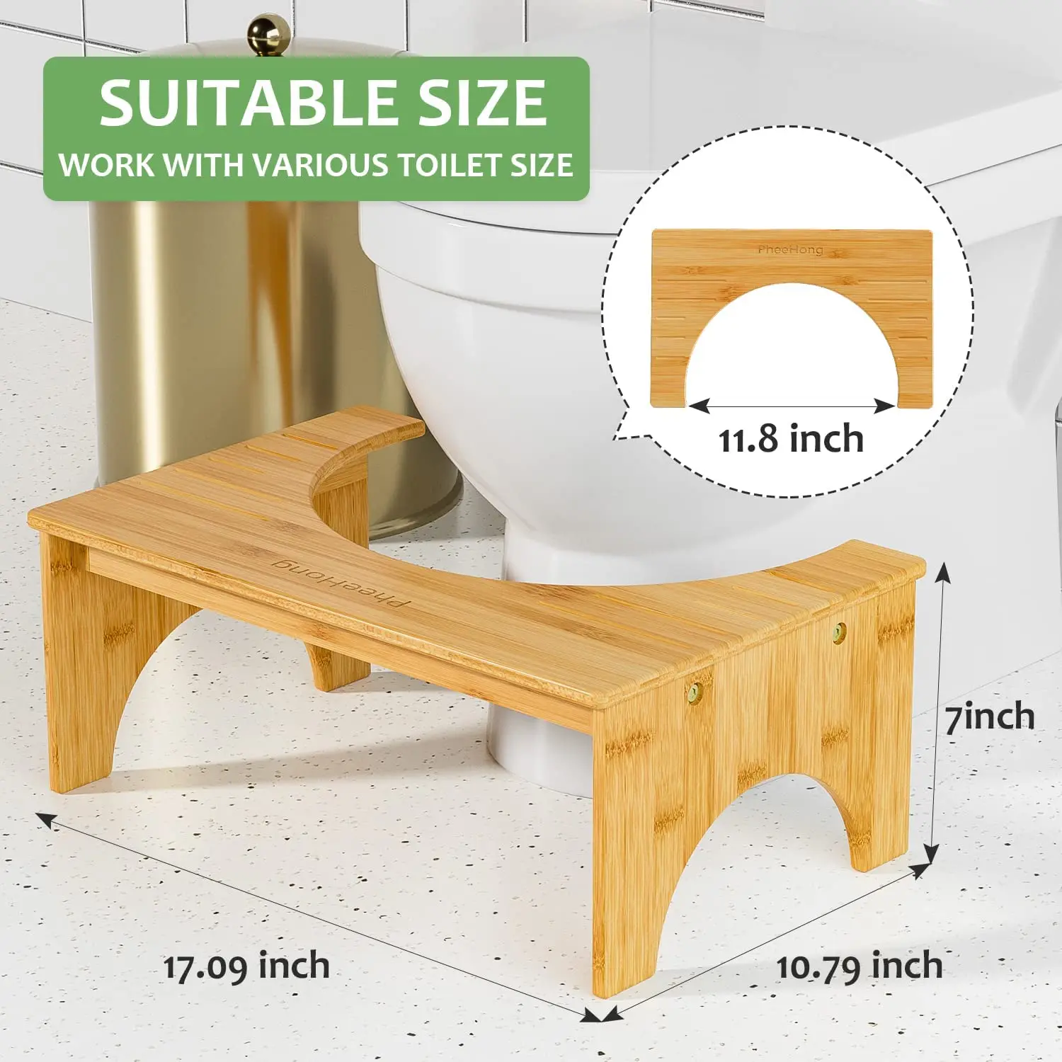 product bamboo toilet stool bathroom squat stool ergonomic waterproof footrest fit standard toilet poop stool for bathroom-1