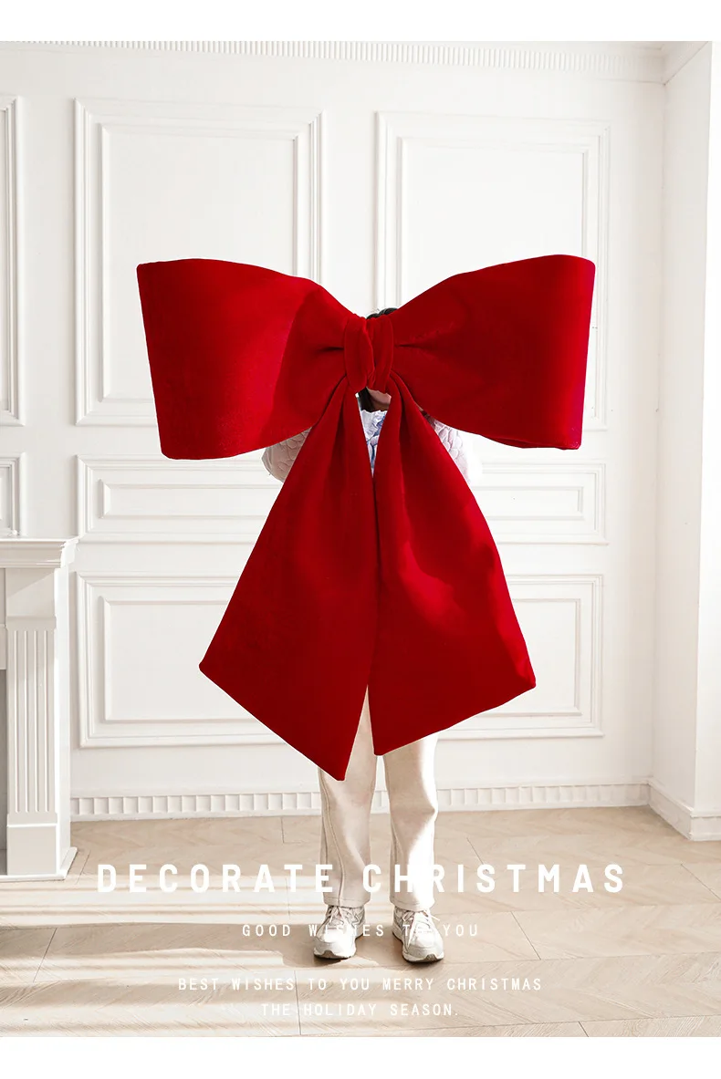 product large velvet burgundy christmas bows velvet bows tree decor christmas ornaments for home birthday party front door wedding decor-2