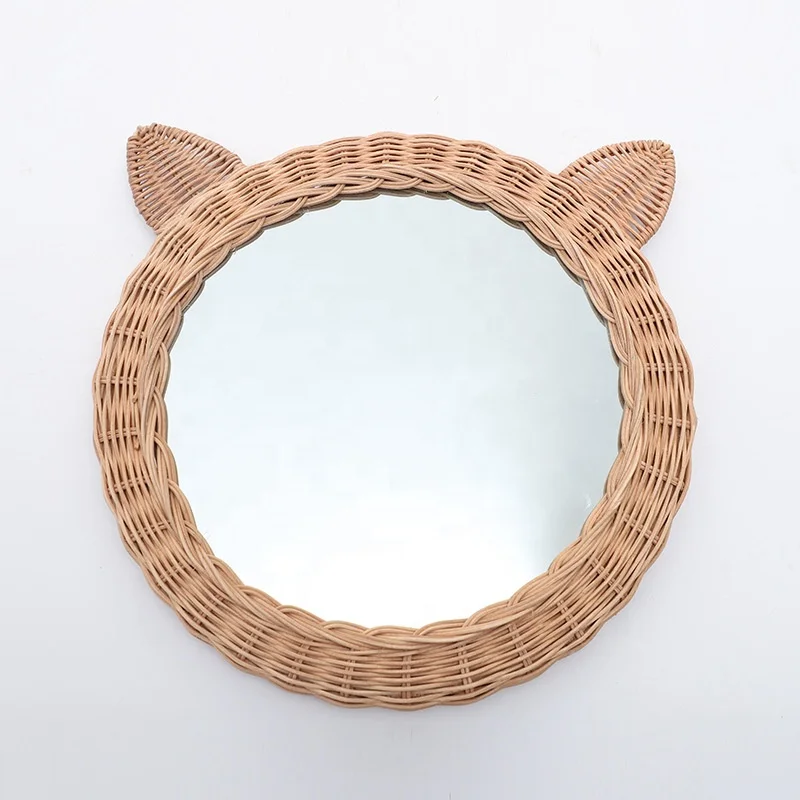 Wholesale set of new rattan wall mirror decoration modern art home wooden wall mirror