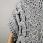 Knit Vest Oem Computer Knit Grey Sleeveless Turtleneck Plain Fahion Winter 2020 Women Vest Sweaters