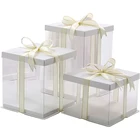 Wedding Gift Custom Luxury Clear Square Cake Box Pet Pvc Wedding Birthday Party Gift Box