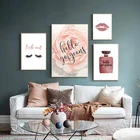Decor Wholesale Pink Flower Perfume Eyelash Lips Decorative Painting Wall Canvas Paintings For Home Decor