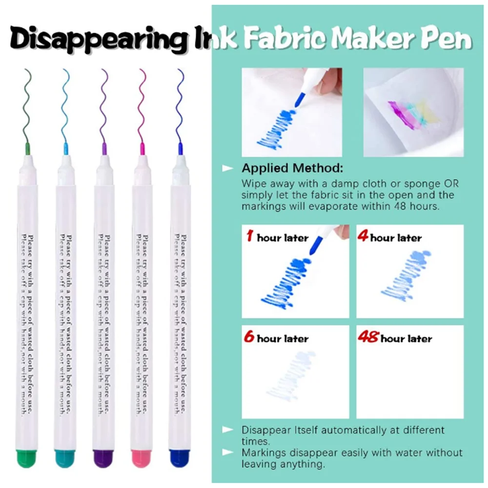 Water Erasable Fabric Marking Pens Disappearing Ink Fabric Marker Pens