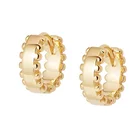 Hoop Gemnel Custom Jewelry Brass 18k Gold Plated Chunky Beaded Hoop Huggie Earrings