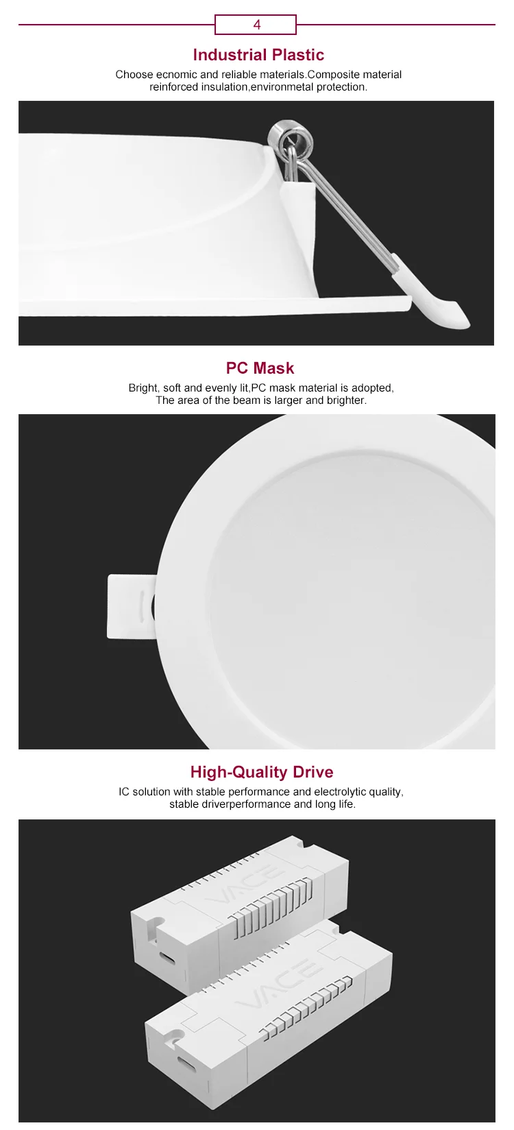 Indoor Outdoor Plastic Material IP44 Waterproof Downlight LED Light SMD Light Source Downlight